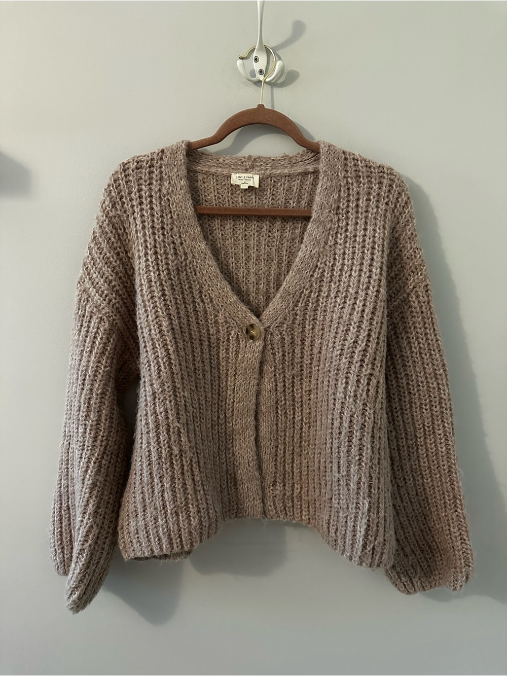 Gentle Fawn Taupe Chunky V-Neck Cardigan